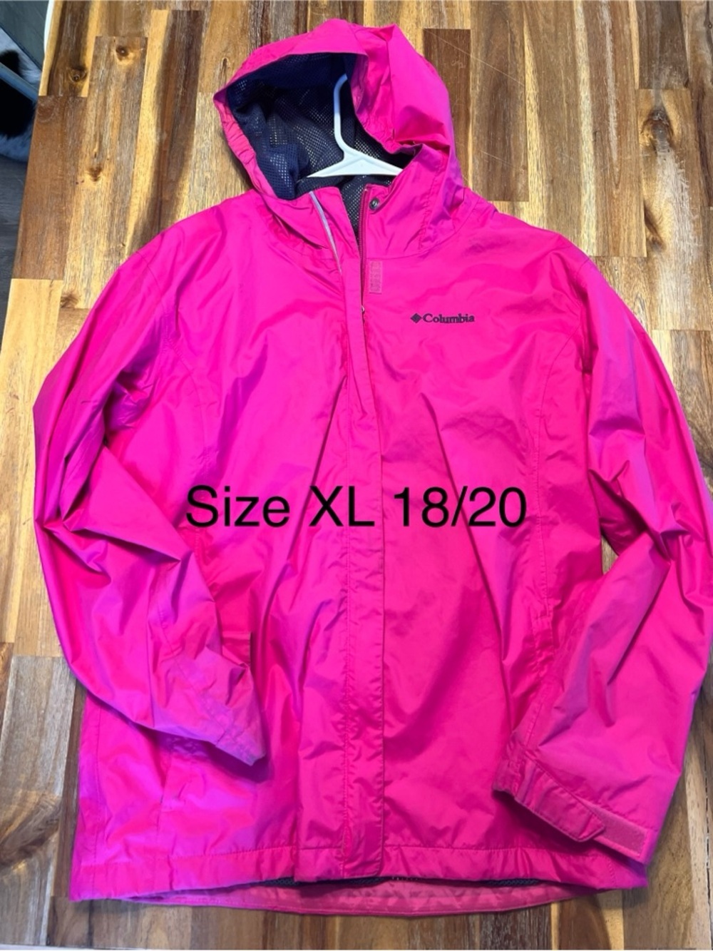 Columbia Girls Bright Pink Hooded Rain Jacket